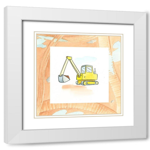 Charlies Backhoe White Modern Wood Framed Art Print with Double Matting by Swinford, Charles
