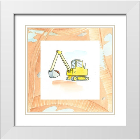 Charlies Backhoe White Modern Wood Framed Art Print with Double Matting by Swinford, Charles