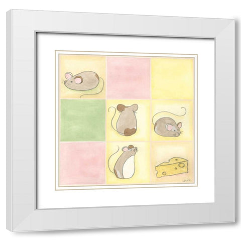 Tic-tac Mice in Pink White Modern Wood Framed Art Print with Double Matting by Vess, June Erica