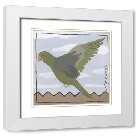 Avian March White Modern Wood Framed Art Print with Double Matting by Meagher, Megan