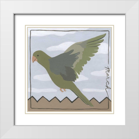 Avian March White Modern Wood Framed Art Print with Double Matting by Meagher, Megan