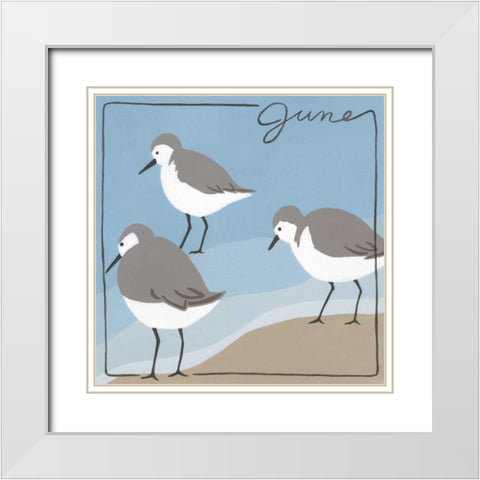 Avian June White Modern Wood Framed Art Print with Double Matting by Meagher, Megan