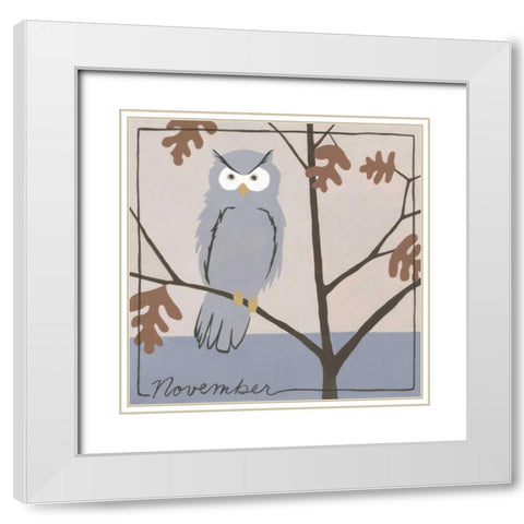 Avian November White Modern Wood Framed Art Print with Double Matting by Meagher, Megan