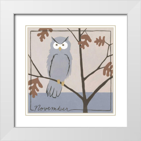 Avian November White Modern Wood Framed Art Print with Double Matting by Meagher, Megan