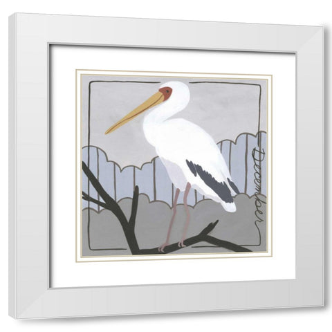 Avian December White Modern Wood Framed Art Print with Double Matting by Meagher, Megan