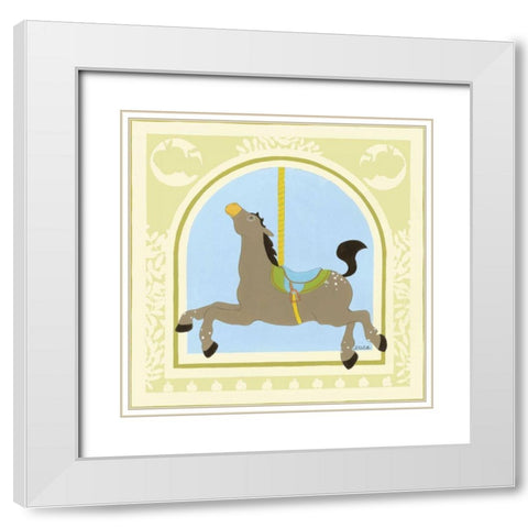 Horse Carousel White Modern Wood Framed Art Print with Double Matting by Vess, June Erica