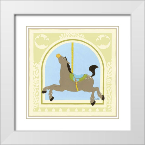 Horse Carousel White Modern Wood Framed Art Print with Double Matting by Vess, June Erica