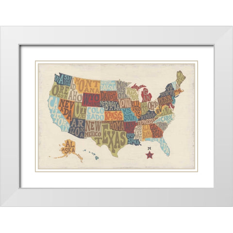 United State Signs White Modern Wood Framed Art Print with Double Matting by Vess, June Erica