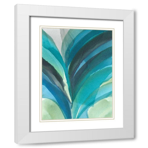 Big Blue Leaf II White Modern Wood Framed Art Print with Double Matting by Fuchs, Jodi