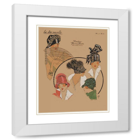Elegant Chapeau I White Modern Wood Framed Art Print with Double Matting by Unknown