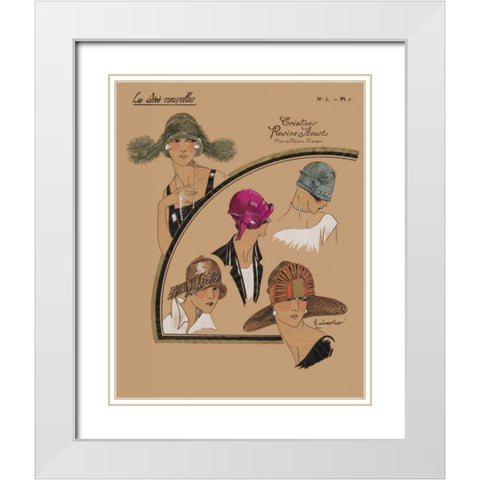 Elegant Chapeau II White Modern Wood Framed Art Print with Double Matting by Unknown