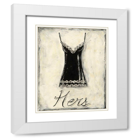 Hers- French Lace White Modern Wood Framed Art Print with Double Matting by Zarris, Chariklia