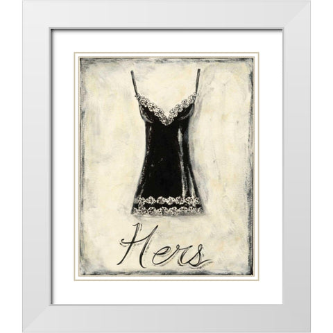Hers- French Lace White Modern Wood Framed Art Print with Double Matting by Zarris, Chariklia