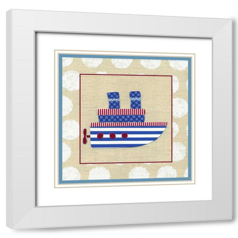 EJs Steamship White Modern Wood Framed Art Print with Double Matting by Zarris, Chariklia