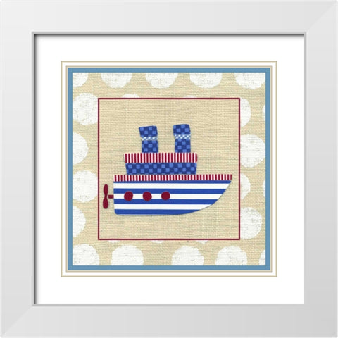 EJs Steamship White Modern Wood Framed Art Print with Double Matting by Zarris, Chariklia