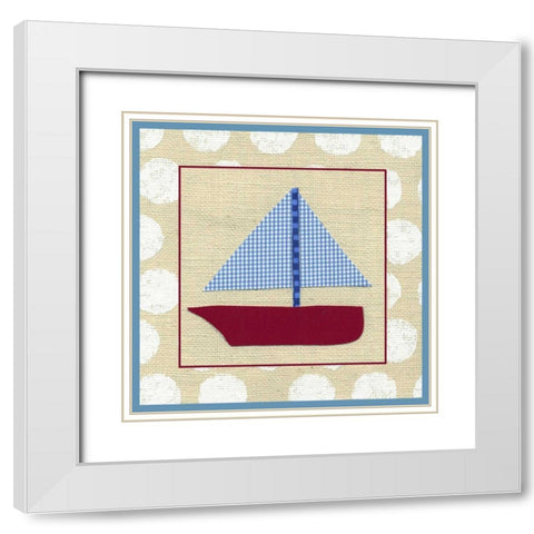 EJs Sailboat White Modern Wood Framed Art Print with Double Matting by Zarris, Chariklia