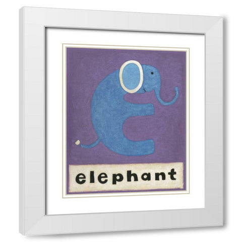 E is for Elephant White Modern Wood Framed Art Print with Double Matting by Zarris, Chariklia