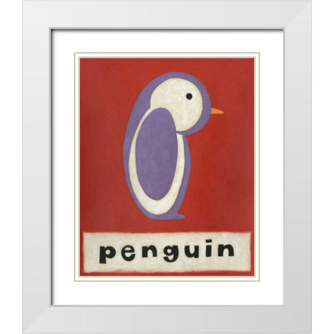 P is for Penguin White Modern Wood Framed Art Print with Double Matting by Zarris, Chariklia