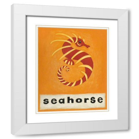 S is for Seahorse White Modern Wood Framed Art Print with Double Matting by Zarris, Chariklia