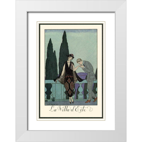 La Villa dEste White Modern Wood Framed Art Print with Double Matting by Barbier, George