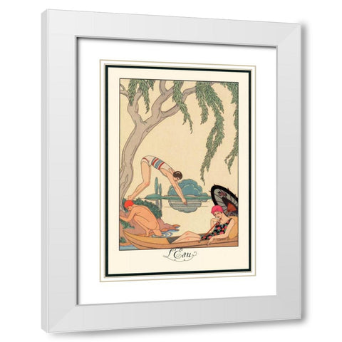 LEau White Modern Wood Framed Art Print with Double Matting by Barbier, George