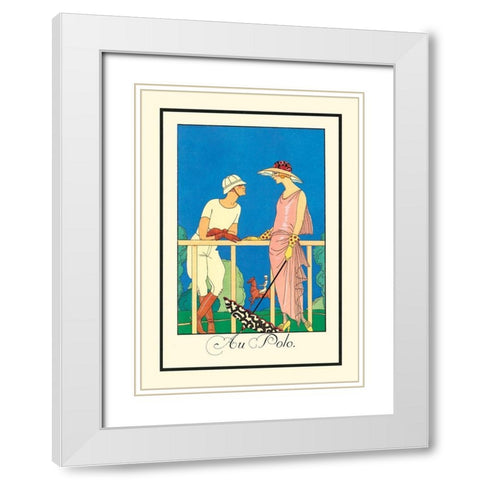 Au Polo White Modern Wood Framed Art Print with Double Matting by Barbier, George