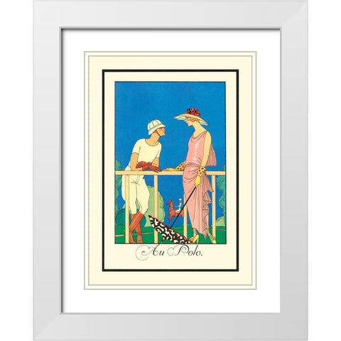 Au Polo White Modern Wood Framed Art Print with Double Matting by Barbier, George