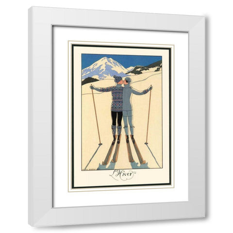 LHiver White Modern Wood Framed Art Print with Double Matting by Barbier, George