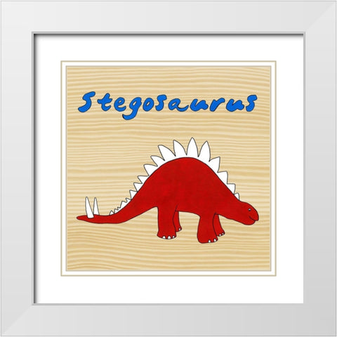 Stegosaurus White Modern Wood Framed Art Print with Double Matting by Meagher, Megan