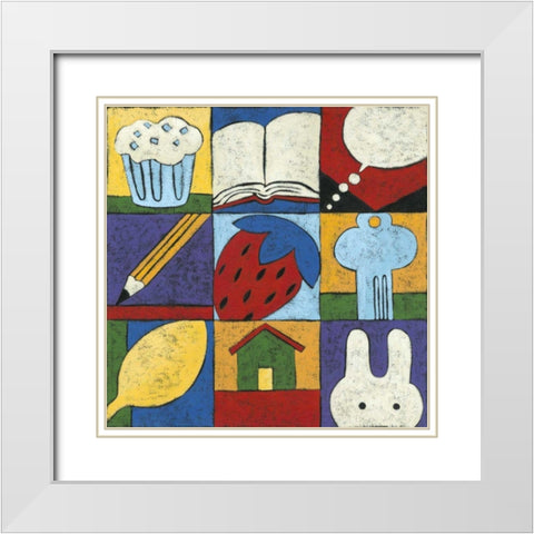 Tell me a story I White Modern Wood Framed Art Print with Double Matting by Zarris, Chariklia