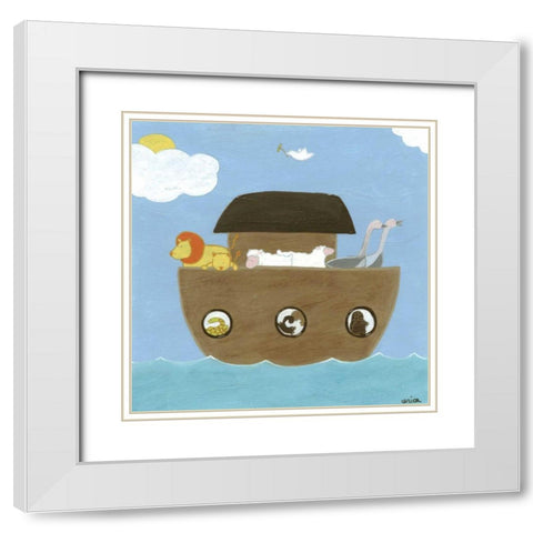 Noahs Ark II White Modern Wood Framed Art Print with Double Matting by Vess, June Erica