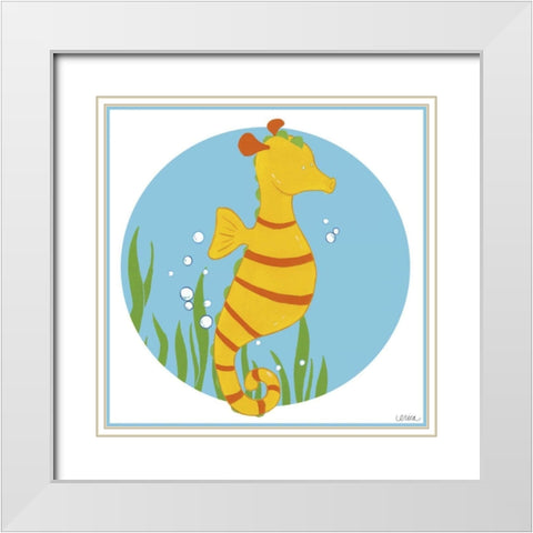 Sally the Seahorse White Modern Wood Framed Art Print with Double Matting by Vess, June Erica