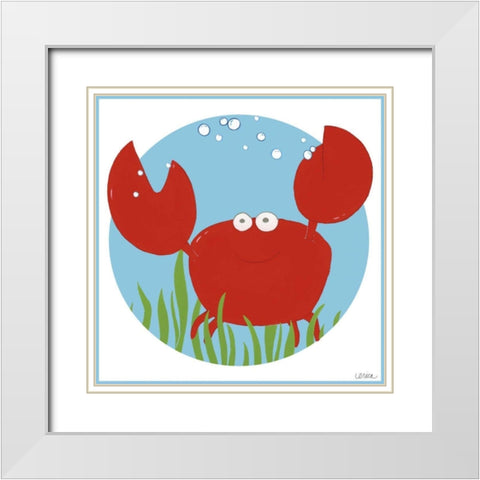 Calvin the Crab White Modern Wood Framed Art Print with Double Matting by Vess, June Erica
