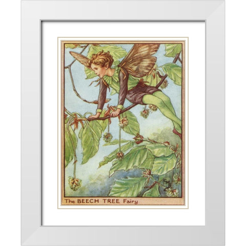 The Beech Tree Fairy White Modern Wood Framed Art Print with Double Matting by Vision Studio
