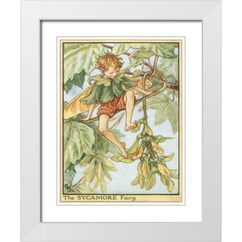 The Sycamore Fairy White Modern Wood Framed Art Print with Double Matting by Vision Studio