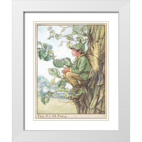 The Elm Fairy White Modern Wood Framed Art Print with Double Matting by Vision Studio