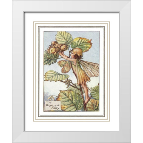 The Hazelnut Fairy White Modern Wood Framed Art Print with Double Matting by Vision Studio