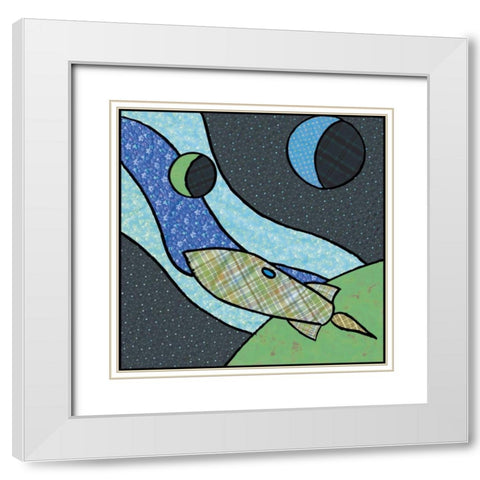Patchwork Planets I White Modern Wood Framed Art Print with Double Matting by Swinford, Charles