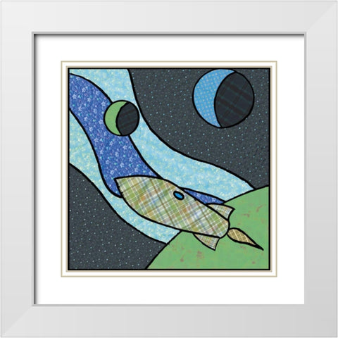 Patchwork Planets I White Modern Wood Framed Art Print with Double Matting by Swinford, Charles