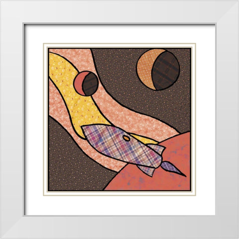 Patchwork Planets II White Modern Wood Framed Art Print with Double Matting by Swinford, Charles