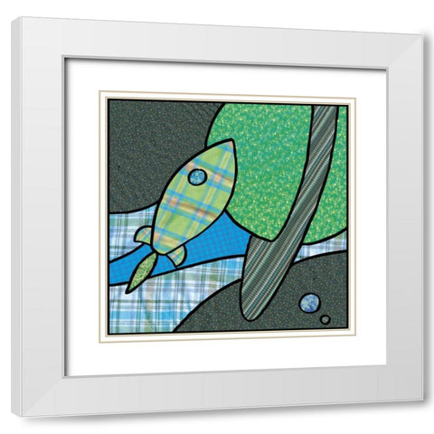Patchwork Planets III White Modern Wood Framed Art Print with Double Matting by Swinford, Charles