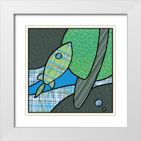 Patchwork Planets III White Modern Wood Framed Art Print with Double Matting by Swinford, Charles