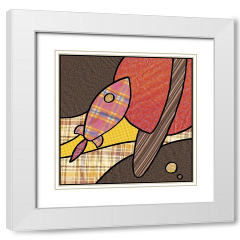 Patchwork Planets IV White Modern Wood Framed Art Print with Double Matting by Swinford, Charles