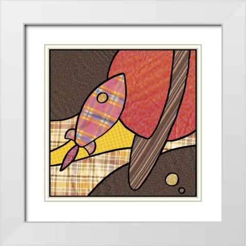 Patchwork Planets IV White Modern Wood Framed Art Print with Double Matting by Swinford, Charles