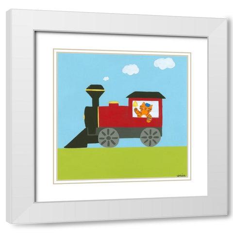Circus Train I White Modern Wood Framed Art Print with Double Matting by Vess, June Erica