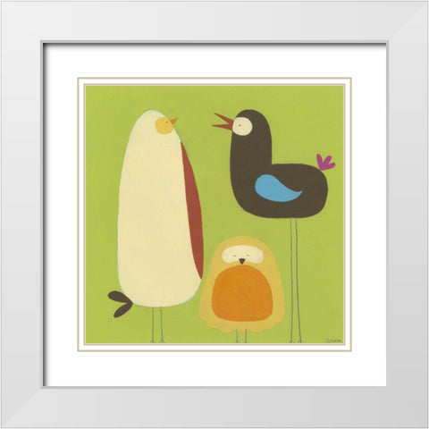 Feathered Friends II White Modern Wood Framed Art Print with Double Matting by Vess, June Erica