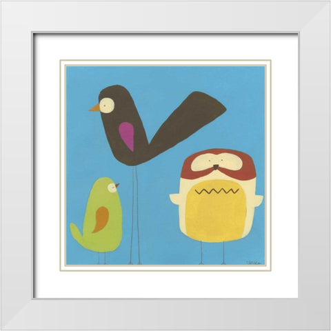 Feathered Friends IV White Modern Wood Framed Art Print with Double Matting by Vess, June Erica