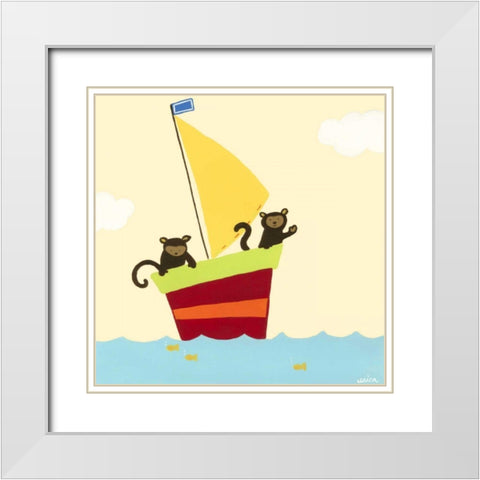 Sailboat Adventure III White Modern Wood Framed Art Print with Double Matting by Vess, June Erica