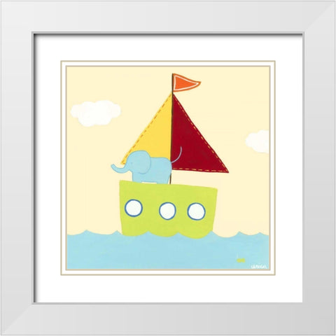 Sailboat Adventure IV White Modern Wood Framed Art Print with Double Matting by Vess, June Erica