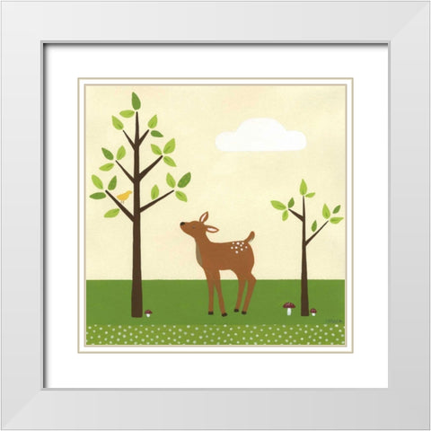 Woodland Friends II White Modern Wood Framed Art Print with Double Matting by Vess, June Erica